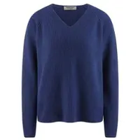 Peter Hahn V-Pullover aus 100% Kaschmir blau, 40