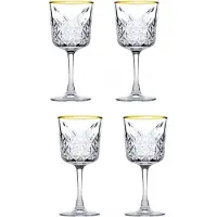 Pasabahce 4x Rotweinglas Gin Cocktail Glas „Timeless“ im Kristall-Design, Gold