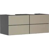 Hansgrohe Xevolos E Waschtischunterschrank, 4 Schubkästen, 2 Ausschnitte, 1370x550x555mm, für Konsole mit 2 Aufsatzwaschtischen, 54198390, Farbe: Korpus Schiefergrau Matt, Front Bronze Struktur