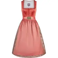 Spieth & Wensky Dirndl "Dirndl Koral", Damen, Gr. 32, N-Gr, rot (rost), Obermaterial: 85% Polyester PES. 15% Polyamid PA., uni, regular fit, Kleider Dirndl, mit dekorativer Schürze