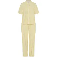 LASCANA Pyjama , Damen, Gr. 40, gelb, Web, Obermaterial: 100% Viskose, gestreift, unifarben, oversize hüftlang, eingesetzt abgesteppte Kante, Homewear-Sets Pyjama, mit weiter Ballon-Hose