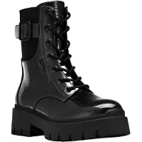 Esprit Schnürboots "MILLIE", Damen, Gr. 38, Textil, schwarz, Lacklederimitat, Schuhe Schnürboots, Schnürstiefelette, Boots in Lack-Optik