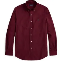 Ralph Lauren für Herren. 710805564526 Custom Fit Gefärbtes Oxford-Hemd burgunderrot (L), Lässig, Kastanienbraun, Baumwolle, Langarm, Bo