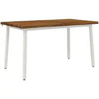 Syfax 140 x 80 x 75 cm Massivholz Akazie Natürlich und Weiß