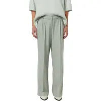 Comma Stoffhose , Damen, Gr. 46, N-Gr, grün (light khaki), Web, Obermaterial: 52% Viskose, 45% Polyester, 3% Elasthan, meliert, normal lang, Hosen Stoffhose, meliert, mit geradem Bein und Bundfalte