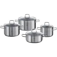 Fissler Viseo Edelstahl Topfset 4-teilig mit Glasdeckeln, Induktion, für alle Herdarten (3 Kochtöpfe, 1 Bratentopf)