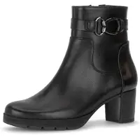 Gabor Stiefelette , Damen, Gr. 36, schwarz, Kalbsleder, unifarben, Schuhe Stiefelette, Blockabsatz, Ankleboots mit modischer Zierschnalle