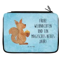 Mr. & Mrs. Panda Etui Eichhörnchen Weihnachten - Eisblau - Geschenk, Federmäppchen, Schlamper, Guten Rutsch, Schreibmappe, Weihnachtsmotiv, Weihnachtsgruß, für Stifte