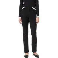Comma Stoffhose , Damen, Gr. 38, N-Gr, schwarz, Web, Obermaterial: 50% Viskose, 42% Polyamid, 8% Elasthan, unifarben, gerade, unten schmal lang, Hosen Stoffhose, mit Bundfalte und Viskose-Stretch