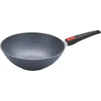 Norbert Woll Woll Diamond Lite Guss-Wok- und Rührpfanne: abnehmbarer Stiel, Ø 30cm, 10cm hoch, 3.7 Liter, Herdart: Glaskeramik, Gas, Elektro, Halogen