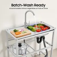 StarTech.com Küchenspüle - Freistehendes Spülbecken - Edelstahl - Einzelbecken - Mit Wasserhahn - Für Außenküche - 75 × 40 × 78 cm
