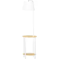 Aosom Stehleuchte, Standlampe mit 2 Ablagen, 40 W Stehlampe, Standleuchte, Weiß