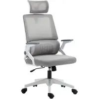 Vinsetto Bürostuhl Ergonomisch Schreibtischstuhl mit Verstellbar Kopfstütze Grau