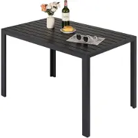 StarTech.com Outdoor Esstisch - Gartentisch aus Aluminium 110x70x73 cm - Tischplatte mit 10 Latten - Für 6 Personen - Wetterfest - Modern - Schwarz