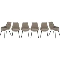 Signature - Set mit 6 Stühlen aus taupefarbenem Stoff L62 cm - COLOMBE