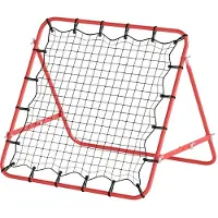 HOMCOM Fußball Rebounder Kickback Tor Rückprallwand Netz Metallrohr Rot+Schwarz