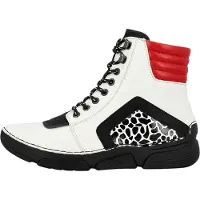 Rieker Damen Stiefelette sportlich Animal Print und gepolsterter Schaft 45904, Größe:41 EU, Farbe:Weiß