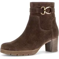 Gabor 1100000002199 , Damen, Gr. 37, braun (cacao), Veloursleder, unifarben, Schuhe 1100000002199, Blockabsatz, Ankleboots mit modischer Zierschnalle