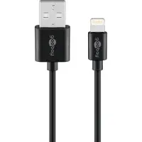 Goobay Lightning USB Lade- und Synchronisationskabel, 1 m, schwarz, 12 W, 2,4 A, MFi-Kabel für Apple iPhone/iPad