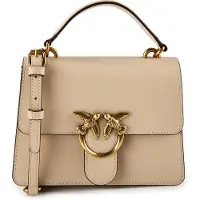 Pinko Handtasche Umhängetasche Love One Top Handle Mini Light Beige - Smoke Grey - Antique Gold