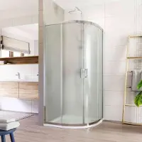 Sonstige Verlage Mereo Duschkabine, Lima, Viertelkreis, Radius 550, Schiebetür, 100x100 cm, Chrom-Aluminium, Glas Point - CK608B62K
