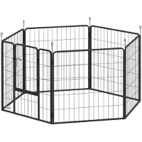 PawHut Welpenauslauf 80 cm Hoch, 6-TLG. DIY Hundelaufstall, Stahl, Grau