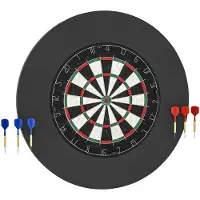 SPORTNOW Dartscheibe mit 6 Dartpfeile, Flights, Dart Surround, Stahlspitze Sisal