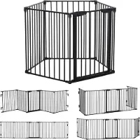 PawHut 2 in 1 Welpenauslauf 5-TLG Klappbar Absperrgitter Hund mit Tür, Metall