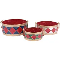 Clayre & Eef Dekoratives Schalen-Set Metall 3-teilig Rot Goldfarbig 6Y6031