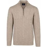 Steppin' Out Lau Pull Merino Half Zip Cable Beige