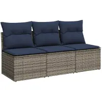 vidaXL | Garten-Sofa | mit Kissen Grau 165 x 62 x 69 cm Poly Rattan