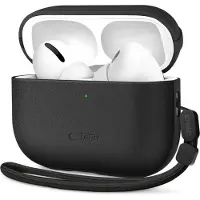 Tech-Protect NaturalFit Lederhülle für AirPods Pro 3 mit Trageband Schwarz