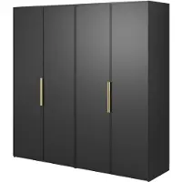 Selsey Frame - Kleiderschrank 4-türig mit Kleiderstange und Regalen, 200 cm, schwarz
