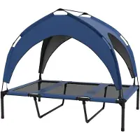 PawHut Erhöhtes Hundebett mit Baldachin Haustierbett Outdoor Hundeliege mit Dach