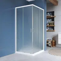 Sonstige Verlage Mereo Duschkabine, Modell Kora, quadratisch, Schiebetür, 90x90 cm, weißes Aluminium, Glas "Grape" - CK34101Z