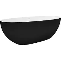 CERANO - Freistehende Badewanne aus Verbundmarmor Antonia - matt schwarz/matt weiß - 170x75 cm