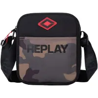 Replay Umhängetasche Reporter Bag Black + Dark Olive + Turkish Coffee schwarz