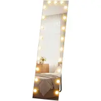 HOMCOM Ganzkörperspiegel 150 x 40 cm RGB-LED Standspiegel mit 21 Glühbirnen