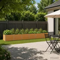 vidaXL Hochbeet im Garten Natur 480 x 80 x 55 cm kaltgewalzter Stahl