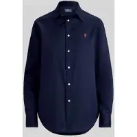 Ralph Lauren für Damen. 211A92177014 Klassisches Fit marineblaues Hemd aus Baumwoll-Twill (XS), Lässig, Baumwolle, Langarm