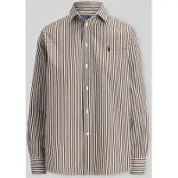 Ralph Lauren für Damen. 211910743510 Baumwollhemd mit Streifen, Relaxed Fit (XS), Braun, Lässig, Baumwolle, Langarm