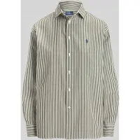 Ralph Lauren für Damen. 211910743516 Relaxed Fit Baumwollhemd mit Streifen grün (L), Lässig, Baumwolle, Langarm