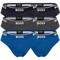 BOSS Herren Slips, 6er Pack - Briefs 3P Power, Cotton Stretch, Logo, einfarbig Blau / L