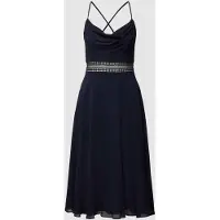 Vera Mont Cocktailkleid "Cocktailkleid mit Wasserfallausschnitt", Damen, Gr. 42, EURO, blau (night sky), Obermaterial: 100% Polyester Pol. recyc.., Kleider Cocktailkleid