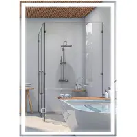 HOMCOM Badspiegel, Badezimmerspiegel mit LED-Leuchte, 70 x 50 cm Wandspiegel