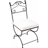 Marrakesch Orient & Mediterran Interior Gartenstuhl im Boho-Stil, aus handgeschmiedetem Eisen mit Sitzkissen, schwarz, 105 cm