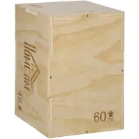 HOMCOM Plyo Box, Sprungbox aus Holz, Plyometric Plattform mit Griff, Naturholz