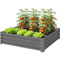 Outsunny Gartenbeet, Pflanzkasten mit Stahlgehäuse, 120 x 120 x 30 cm