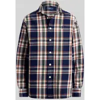 Ralph Lauren für Damen. 211971515502 Marineblau kariertes Hemd aus Baumwolle (XS), Lässig, Langarm
