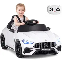 Costway 12V Kinder Elektroauto, Mercedes-AMG Kinderauto mit LED, 2,4G-Fernbedienung, Musik & Hupe, Elektroauto bis 25kg, Kinderfahrzeug für Kinder 3+